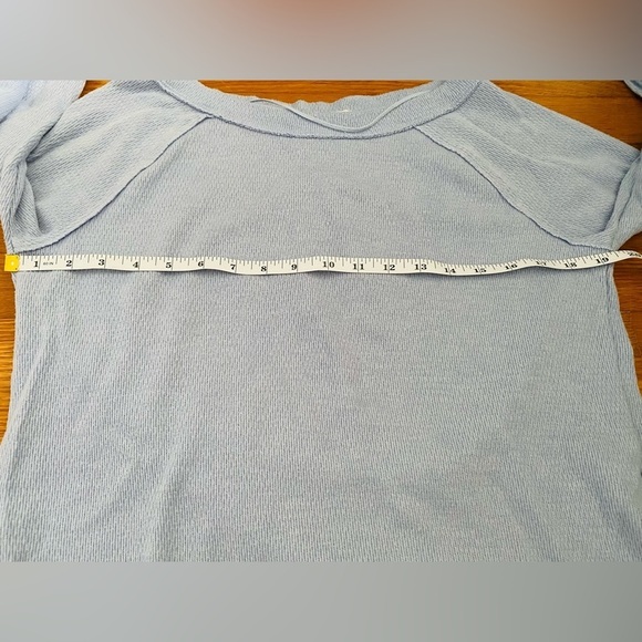 Free People We the Free Snowy Thermal Baby Blue Shirt, Small, Oversized - Picture 12 of 14